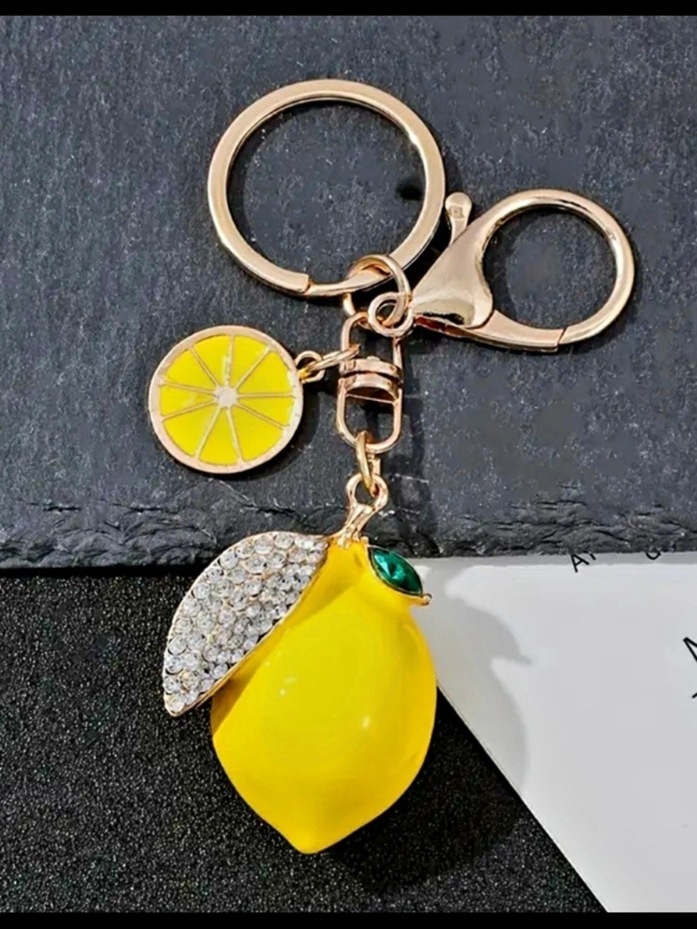 Lemon Embellished Charm  Keychain